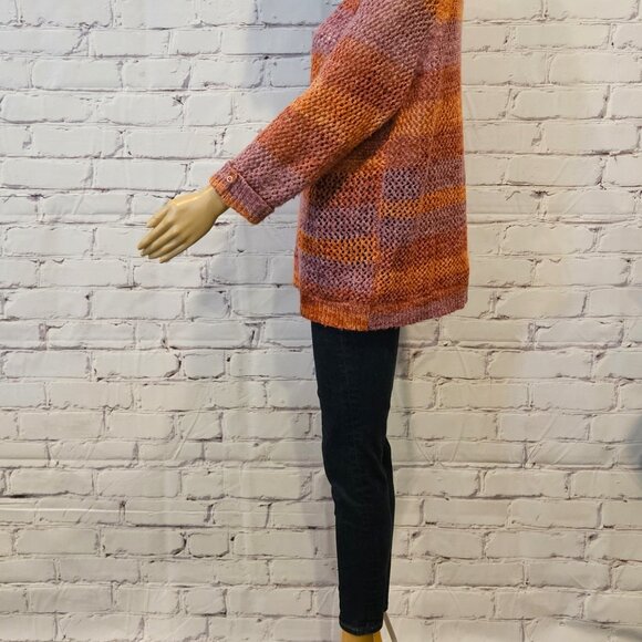 CLEO - Beautiful open knit sweater (burnt orange/raspberry with gold threading) - Picture 3 of 9